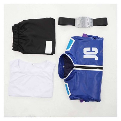 Mortal Kombat 2 Johnny Cage Costume de Cosplay Bleu pour Halloween et Carnaval