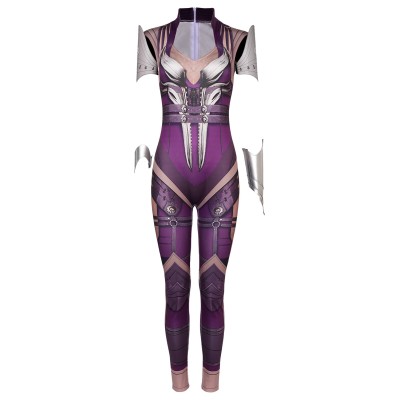 Mortal Kombat 1 Sinedl Women Printed Leather Jumpsuit Suit Cosplay Costume Halloween Carnival Outfit