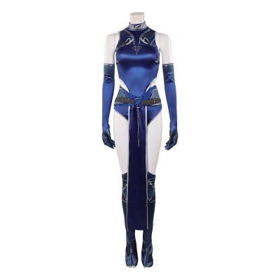 Mortal Kombat 1 Kitana Women Blue Cosplay Costume Halloween Carnival Outfit