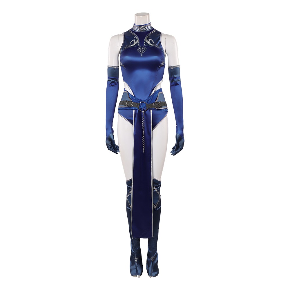 Mortal Kombat 1 Kitana Femme Costume Cosplay Bleu Tenue Halloween Carnaval