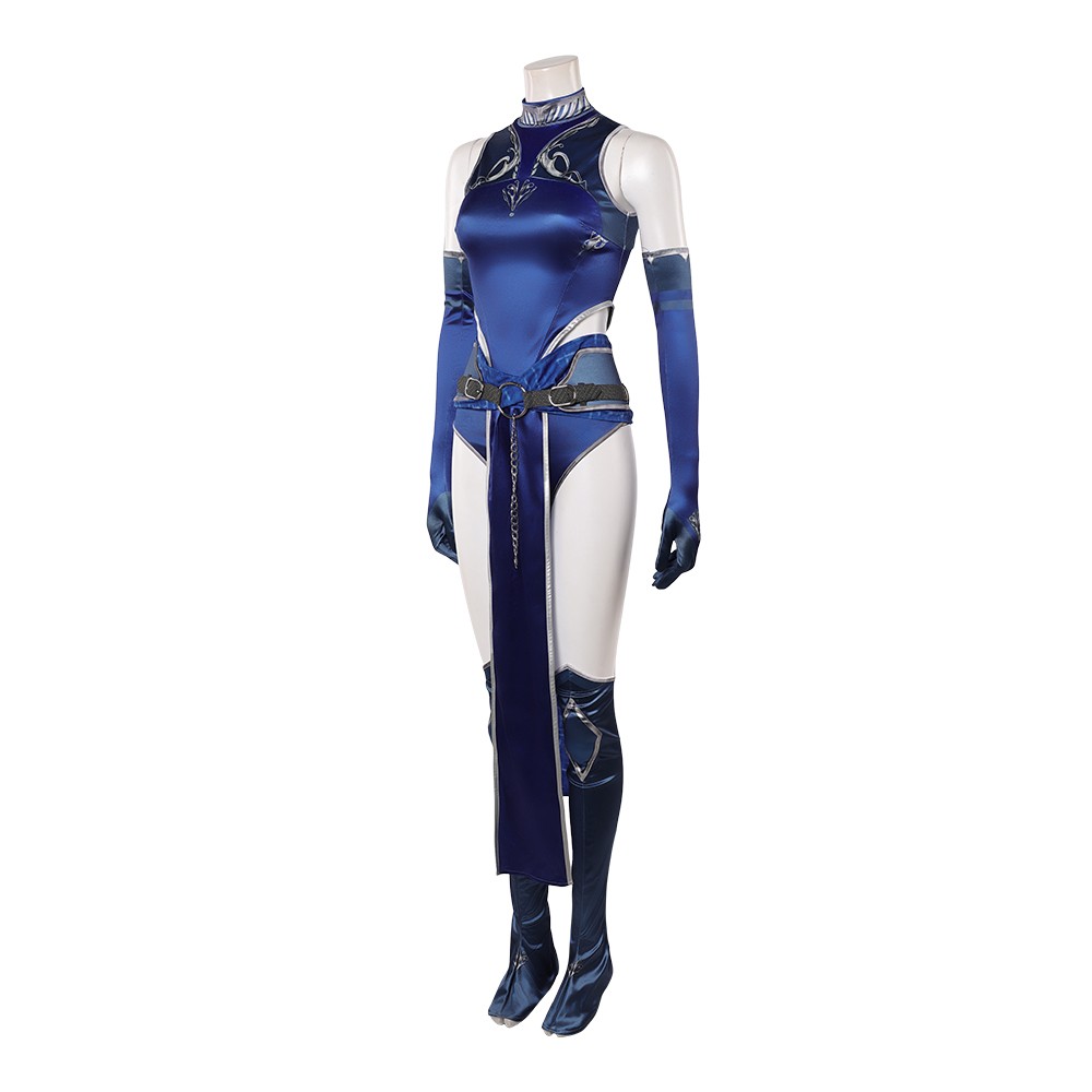 Mortal Kombat 1 Kitana Femme Costume Cosplay Bleu Tenue Halloween Carnaval