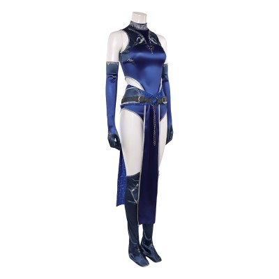 Mortal Kombat 1 Kitana Femme Costume Cosplay Bleu Tenue Halloween Carnaval