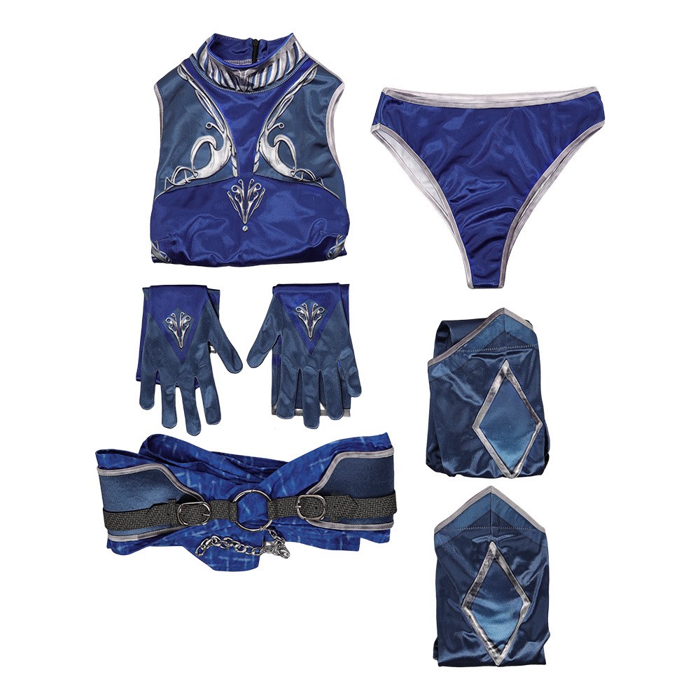 Mortal Kombat 1 Kitana Femme Costume Cosplay Bleu Tenue Halloween Carnaval