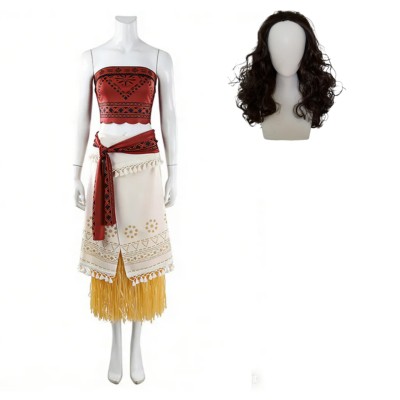 Moana Moana Women Red Tribal Cosplay Costume Halloween Carnival Outfit