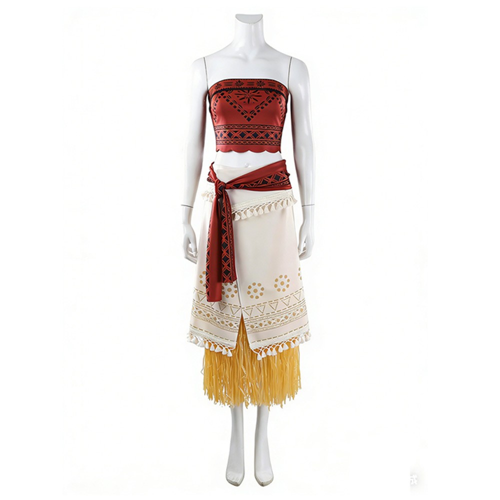 Moana Moana Women Red Tribal Cosplay Costume Halloween Carnival Outfit