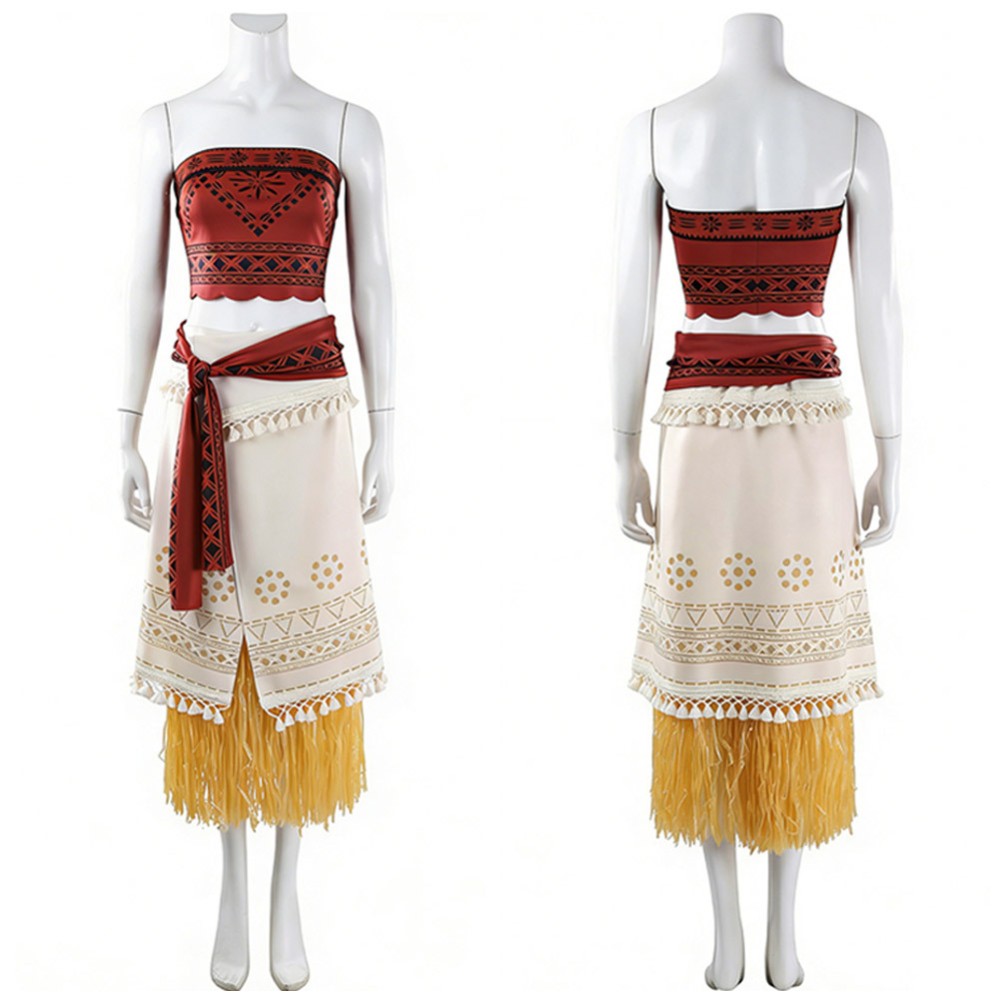 Moana Moana Women Red Tribal Cosplay Costume Halloween Carnival Outfit