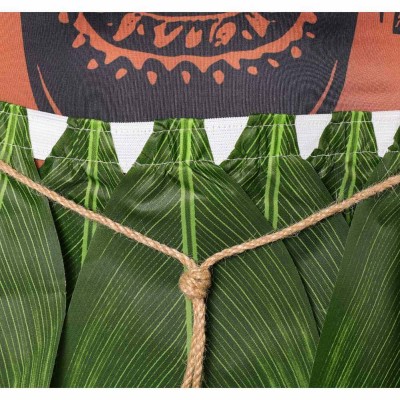 Moana Costume de Cosplay en Direct avec Jumpsuit Marron Maui et Jupe en Herbe pour Halloween et Carnaval