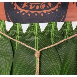 Moana Costume de Cosplay en Direct avec Jumpsuit Marron Maui et Jupe en Herbe pour Halloween et Carnaval