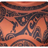 Moana Costume de Cosplay en Direct avec Jumpsuit Marron Maui et Jupe en Herbe pour Halloween et Carnaval