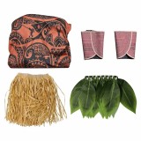 Moana Costume de Cosplay en Direct avec Jumpsuit Marron Maui et Jupe en Herbe pour Halloween et Carnaval