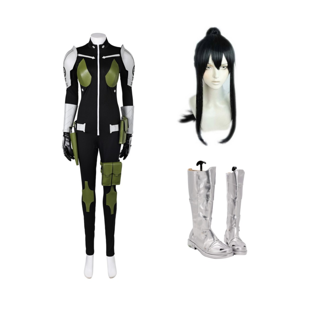 Mina Ashiro Kikoru Shinomiya Femme Noir Combinaison Ensemble Costume Cosplay Halloween Carnaval Tenue