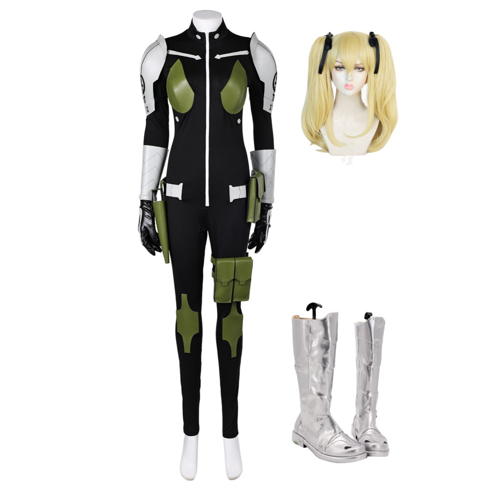 Mina Ashiro Kikoru Shinomiya Femme Noir Combinaison Ensemble Costume Cosplay Halloween Carnaval Tenue