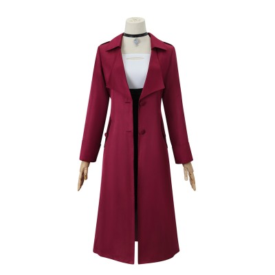 Metallic Rouge Rouge Redstar Burgundy Uniform Suit Cosplay Costume Halloween Carnival Outfit