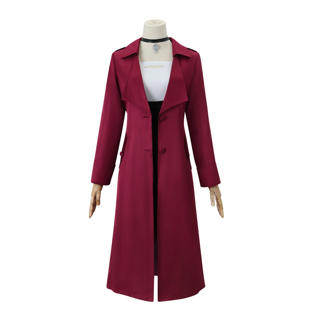 Metallic Rouge Rouge Redstar Burgundy Uniform Suit Cosplay Costume Halloween Carnival Outfit