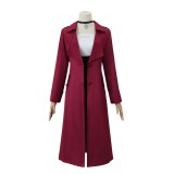 Metallic Rouge Rouge Redstar Burgundy Uniform Suit Cosplay Costume Halloween Carnival Outfit
