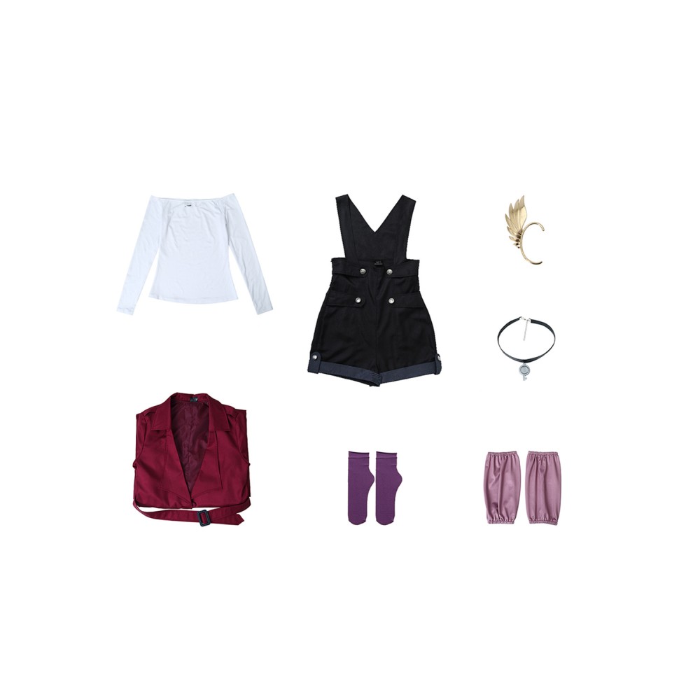 Metallic Rouge Rouge Redstar Burgundy Uniform Suit Cosplay Costume Halloween Carnival Outfit