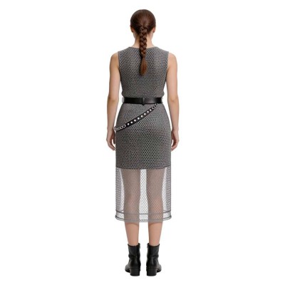 Medieval Renaissance Women Silver Chainmail Sleeveless Mesh Dress Cosplay Costume Halloween Carnival