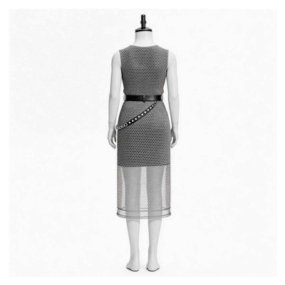 Medieval Renaissance Women Silver Chainmail Sleeveless Mesh Dress Cosplay Costume Halloween Carnival