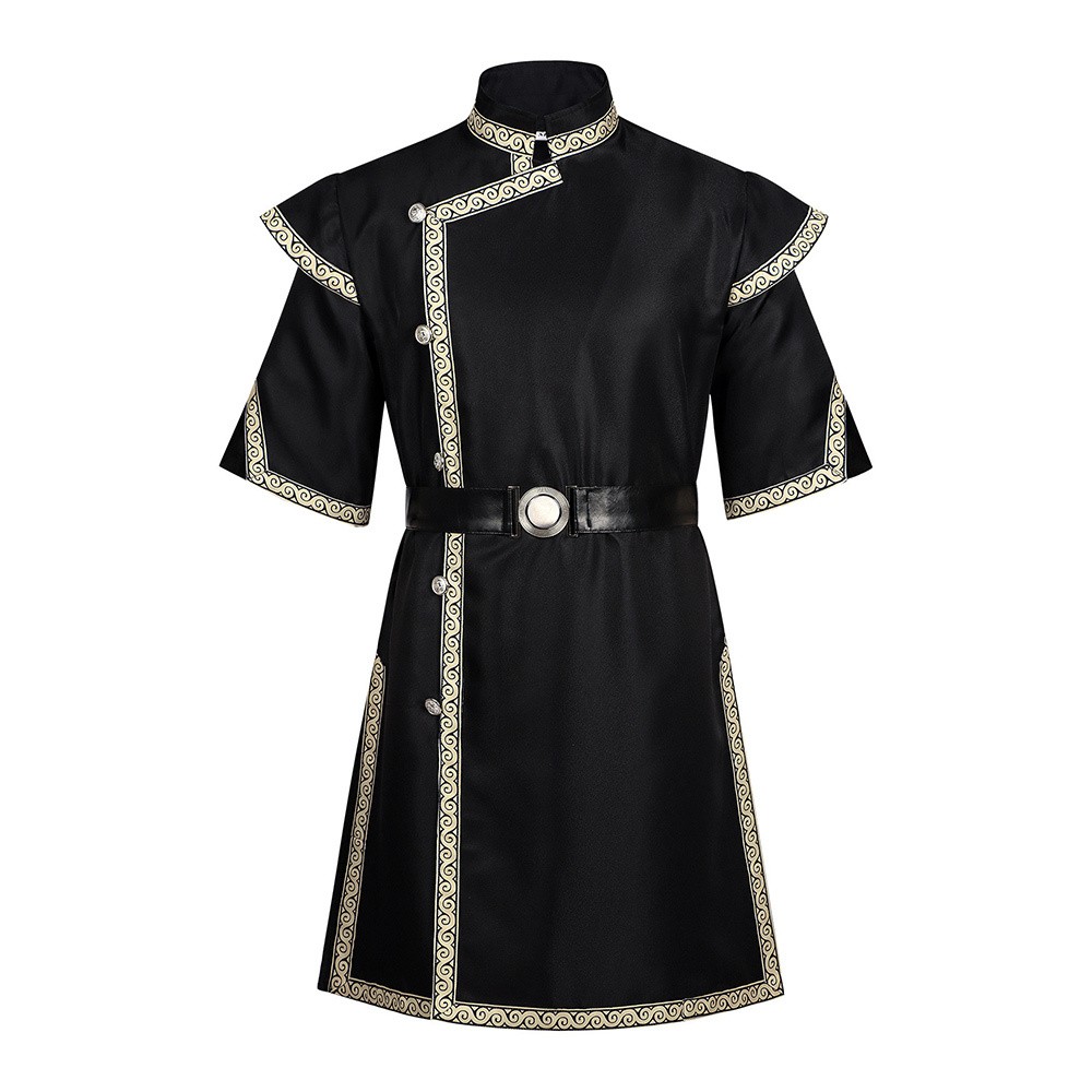 Tunique noire de style viking de la Renaissance médiévale pour chevalier, pirate, mercenaire, guerrier, costume de cosplay pour Halloween et carnaval