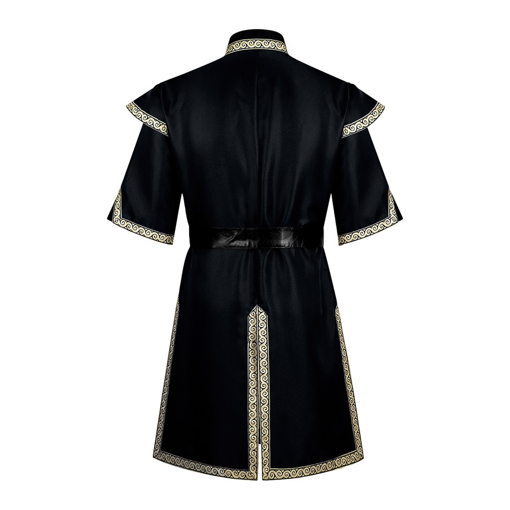Tunique noire de style viking de la Renaissance médiévale pour chevalier, pirate, mercenaire, guerrier, costume de cosplay pour Halloween et carnaval