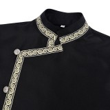 Tunique noire de style viking de la Renaissance médiévale pour chevalier, pirate, mercenaire, guerrier, costume de cosplay pour Halloween et carnaval