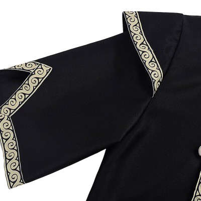 Tunique noire de style viking de la Renaissance médiévale pour chevalier, pirate, mercenaire, guerrier, costume de cosplay pour Halloween et carnaval