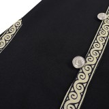 Tunique noire de style viking de la Renaissance médiévale pour chevalier, pirate, mercenaire, guerrier, costume de cosplay pour Halloween et carnaval
