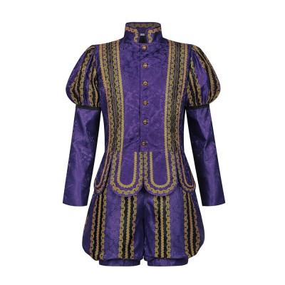Costume de cosplay médiéval Renaissance Tudor Noble Prince Henry Purple pour Halloween et carnaval