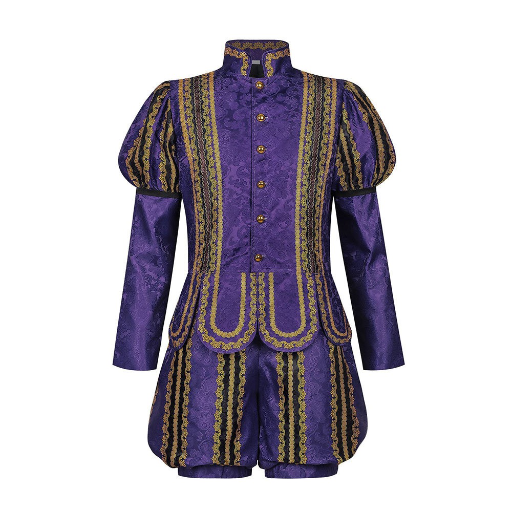 Costume de cosplay médiéval Renaissance Tudor Noble Prince Henry Purple pour Halloween et carnaval