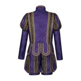 Costume de cosplay médiéval Renaissance Tudor Noble Prince Henry Purple pour Halloween et carnaval