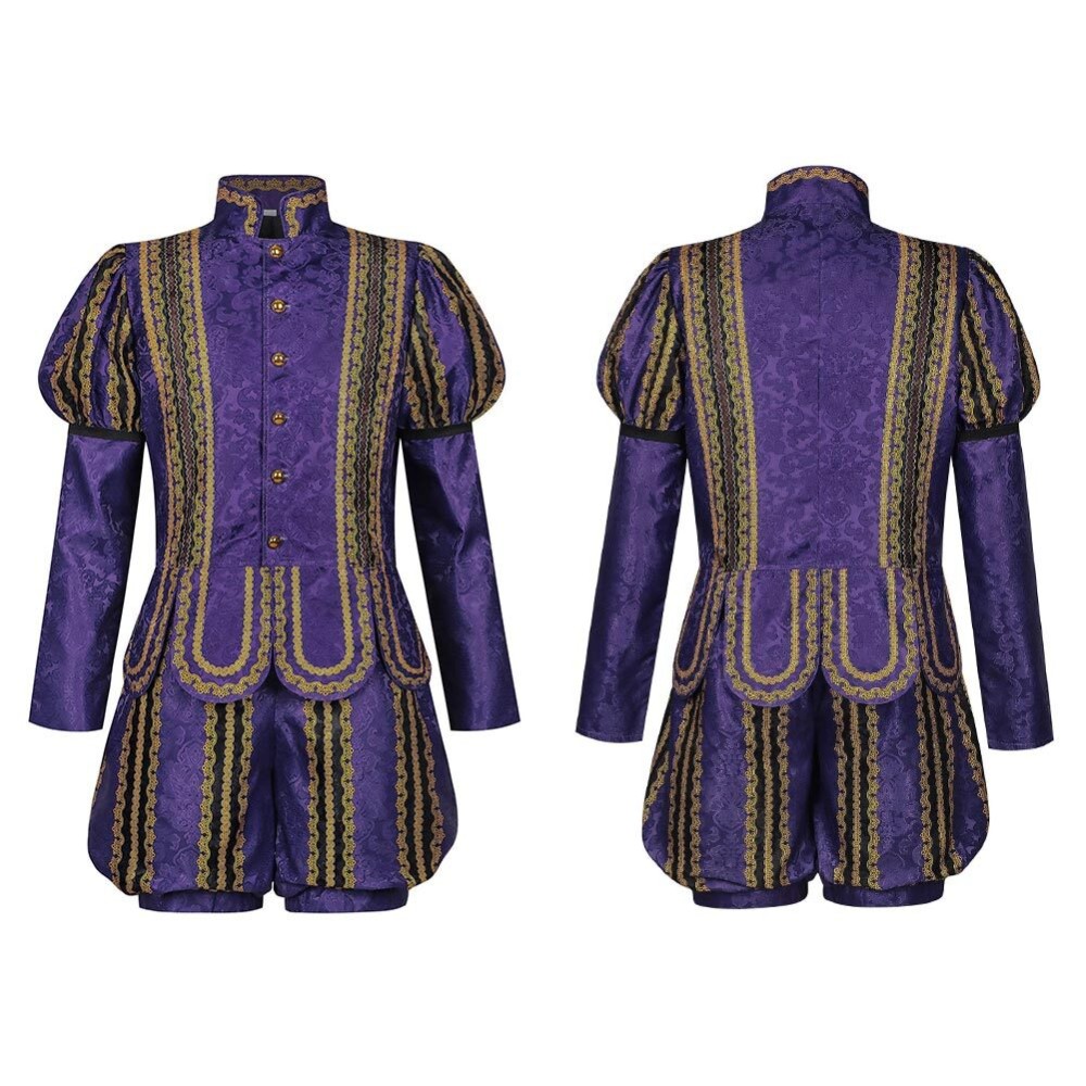 Costume de cosplay médiéval Renaissance Tudor Noble Prince Henry Purple pour Halloween et carnaval