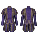 Costume de cosplay médiéval Renaissance Tudor Noble Prince Henry Purple pour Halloween et carnaval