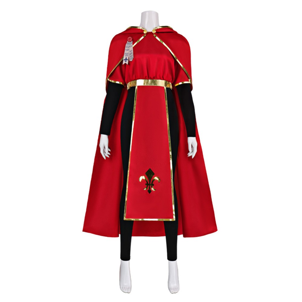 Costume de cosplay de prêtre et de nonne en robe rouge de style Renaissance médiévale pour Halloween et carnaval