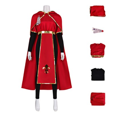 Costume de cosplay de prêtre et de nonne en robe rouge de style Renaissance médiévale pour Halloween et carnaval