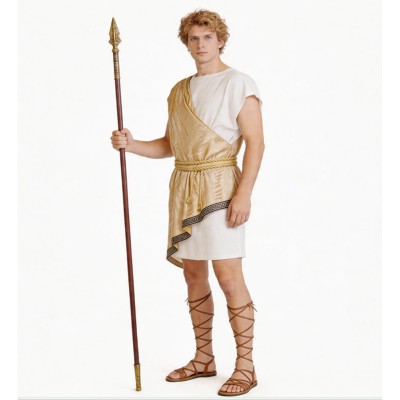 Costume de cosplay de soldat romain de la Renaissance médiévale jaune pour Halloween et carnaval