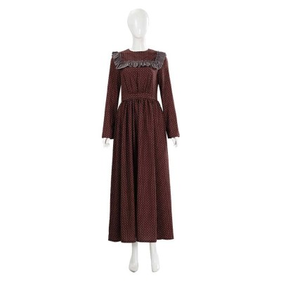 Medieval Renaissance Grassland Colony Brown Countryside Maid Dress Cosplay Costume Halloween Carnival