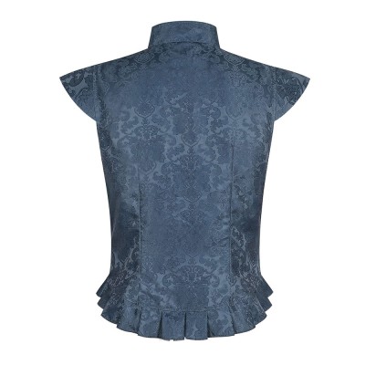 Medieval Renaissance Pirate Blue Vest Adult Male Cosplay Costume Halloween Carnival