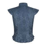 Medieval Renaissance Pirate Blue Vest Adult Male Cosplay Costume Halloween Carnival