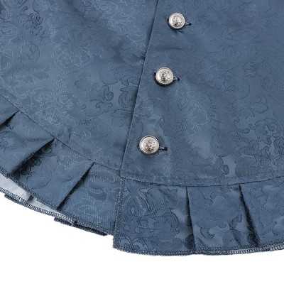 Medieval Renaissance Pirate Blue Vest Adult Male Cosplay Costume Halloween Carnival
