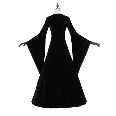 Medieval Renaissance Aristocratic Woman Black and Green Dress Cosplay Costume Halloween Carnival