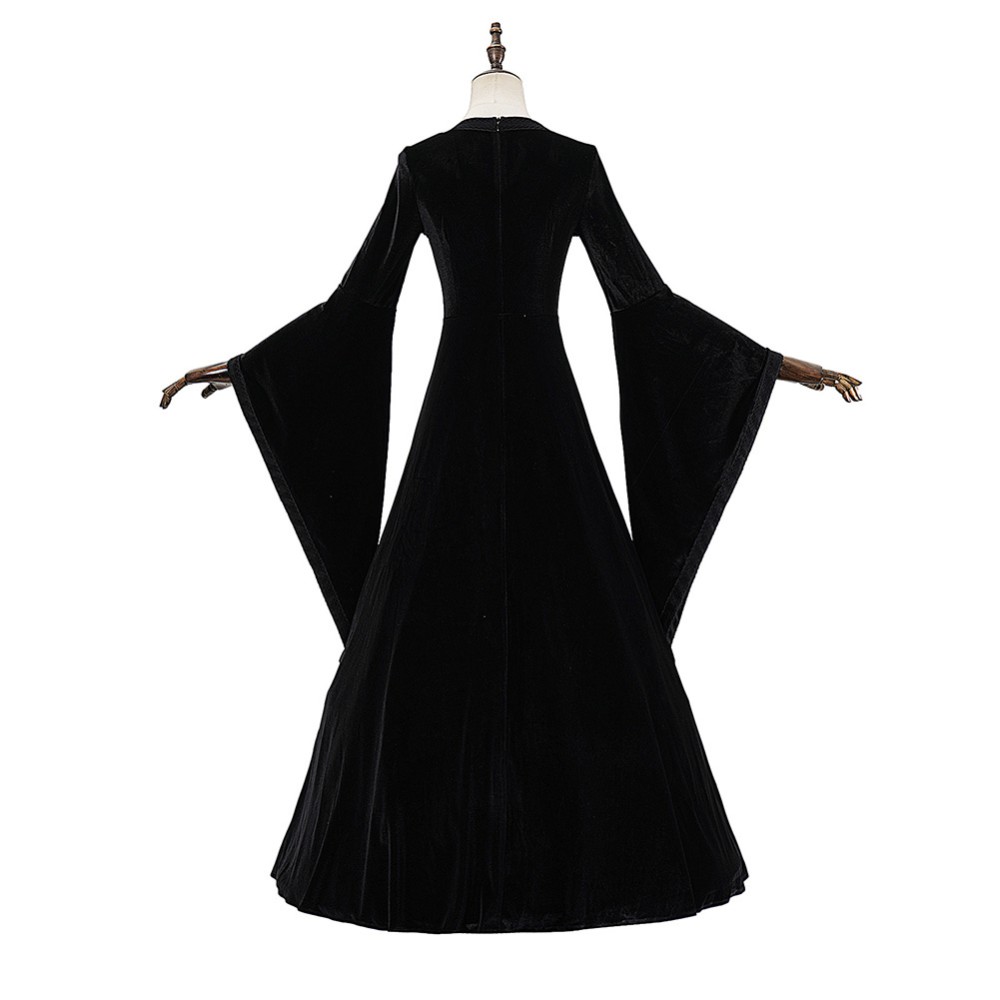 Medieval Renaissance Aristocratic Woman Black and Green Dress Cosplay Costume Halloween Carnival