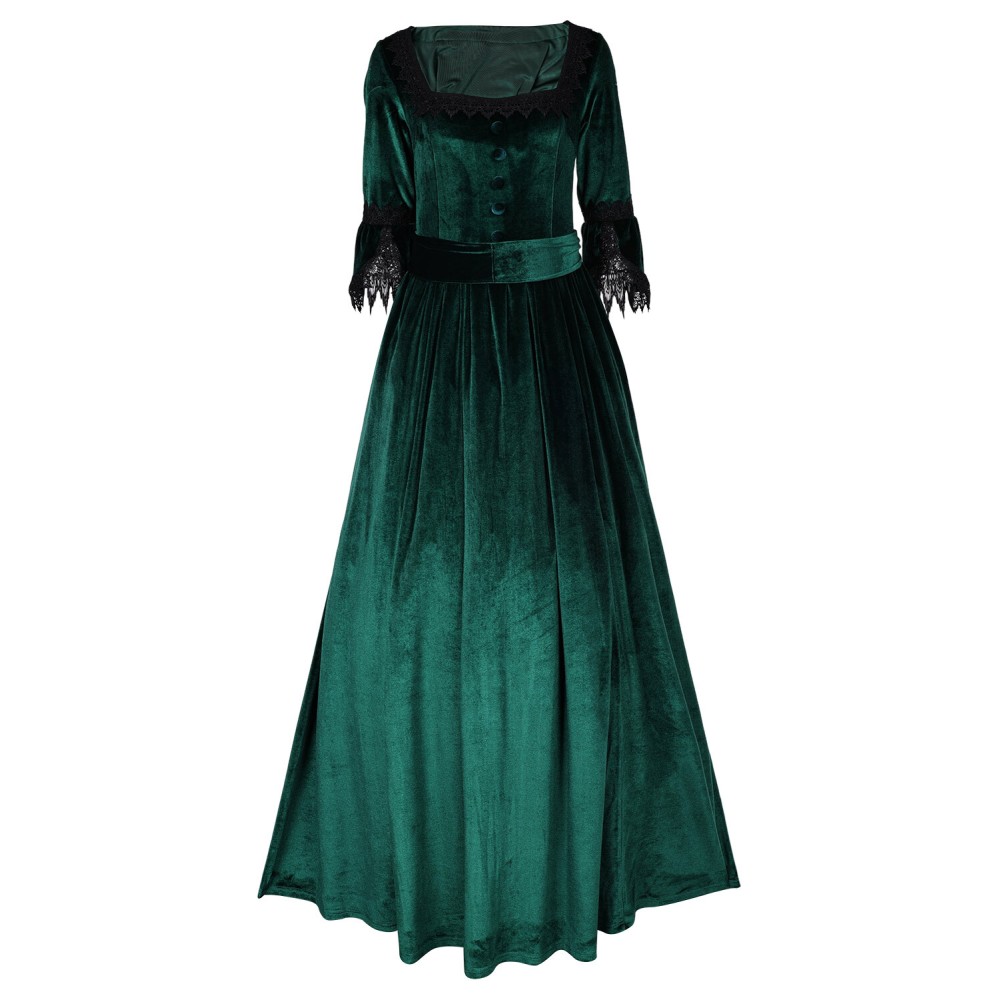 Medieval Clothing Gothic Formal Women Dress With Belt Suit &nbsp; Cosplay Costume Halloween Carnival Outfit