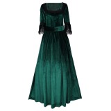 Medieval Clothing Gothic Formal Women Dress With Belt Suit &nbsp; Cosplay Costume Halloween Carnival Outfit