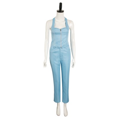MaXXXine 2024 Ensemble de Costume Cosplay Maxine Minx Haut Pantalon Bleu Tenue Halloween Carnaval