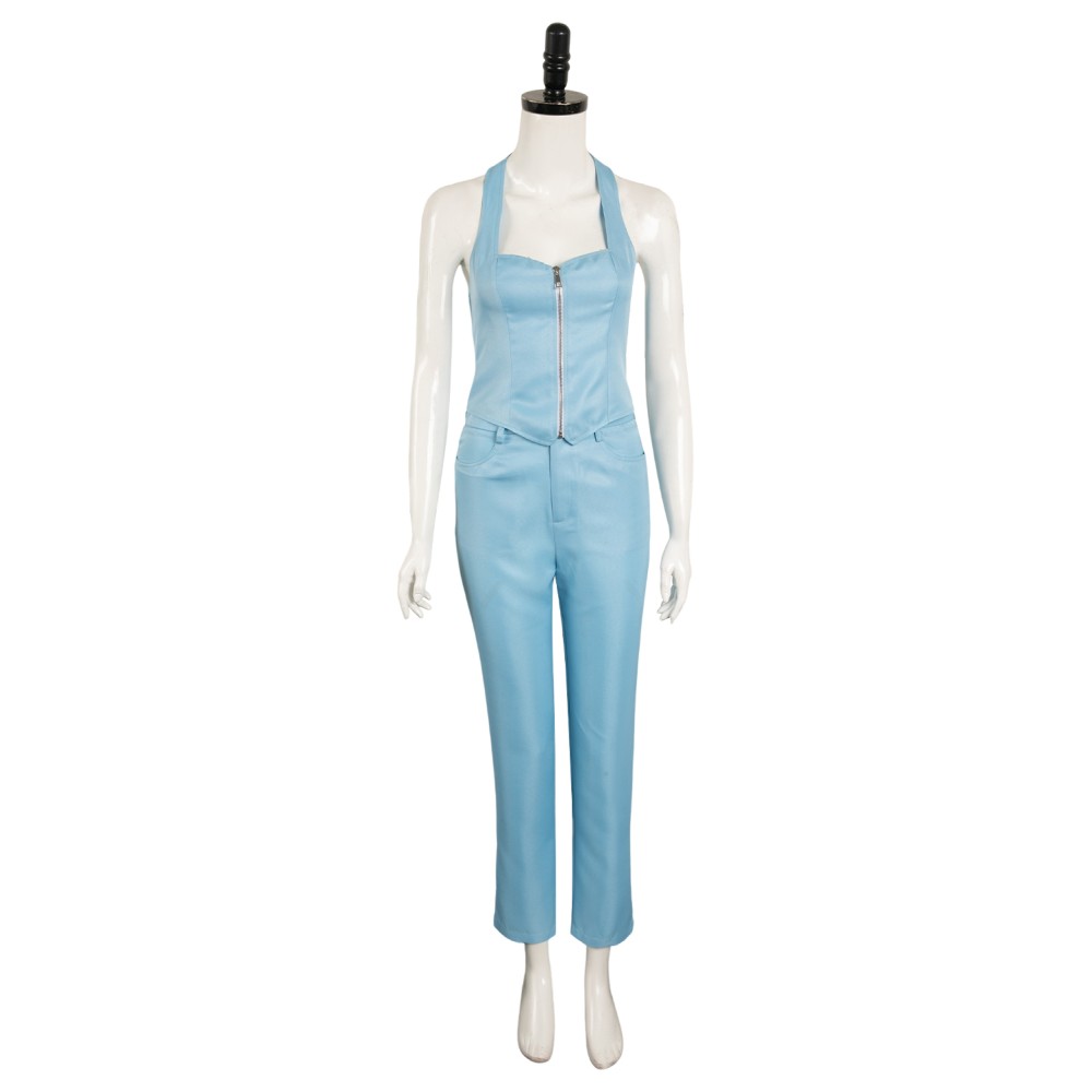 MaXXXine 2024 Ensemble de Costume Cosplay Maxine Minx Haut Pantalon Bleu Tenue Halloween Carnaval