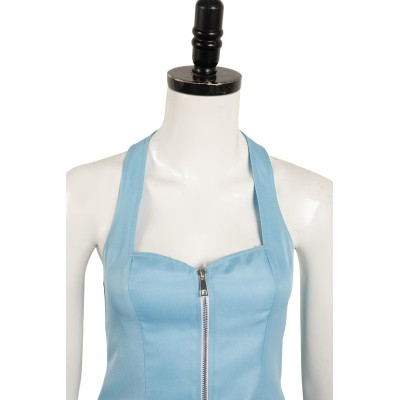 MaXXXine 2024 Ensemble de Costume Cosplay Maxine Minx Haut Pantalon Bleu Tenue Halloween Carnaval