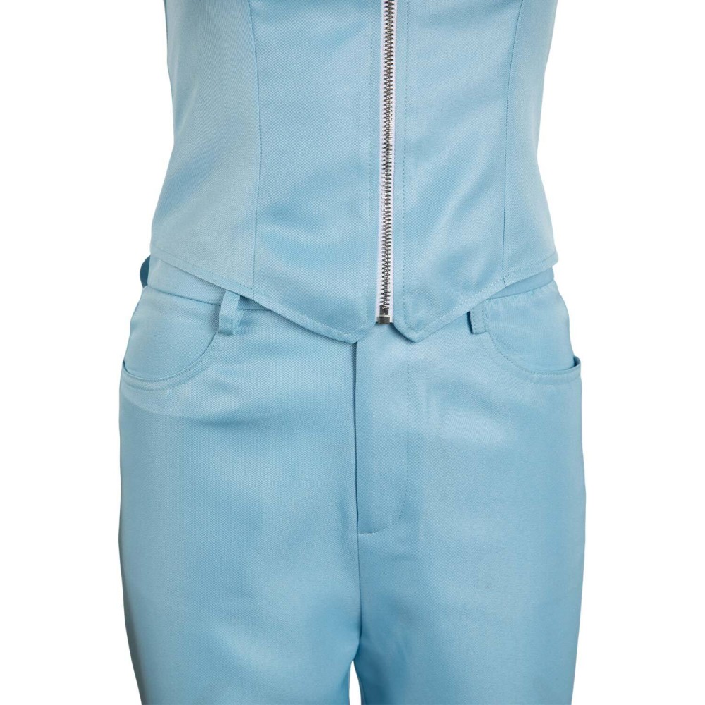 MaXXXine 2024 Ensemble de Costume Cosplay Maxine Minx Haut Pantalon Bleu Tenue Halloween Carnaval