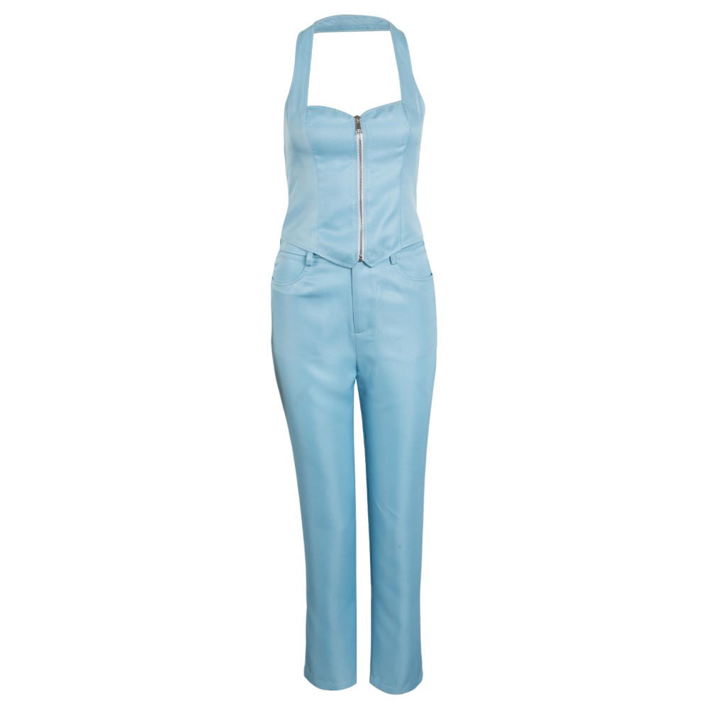 MaXXXine 2024 Ensemble de Costume Cosplay Maxine Minx Haut Pantalon Bleu Tenue Halloween Carnaval