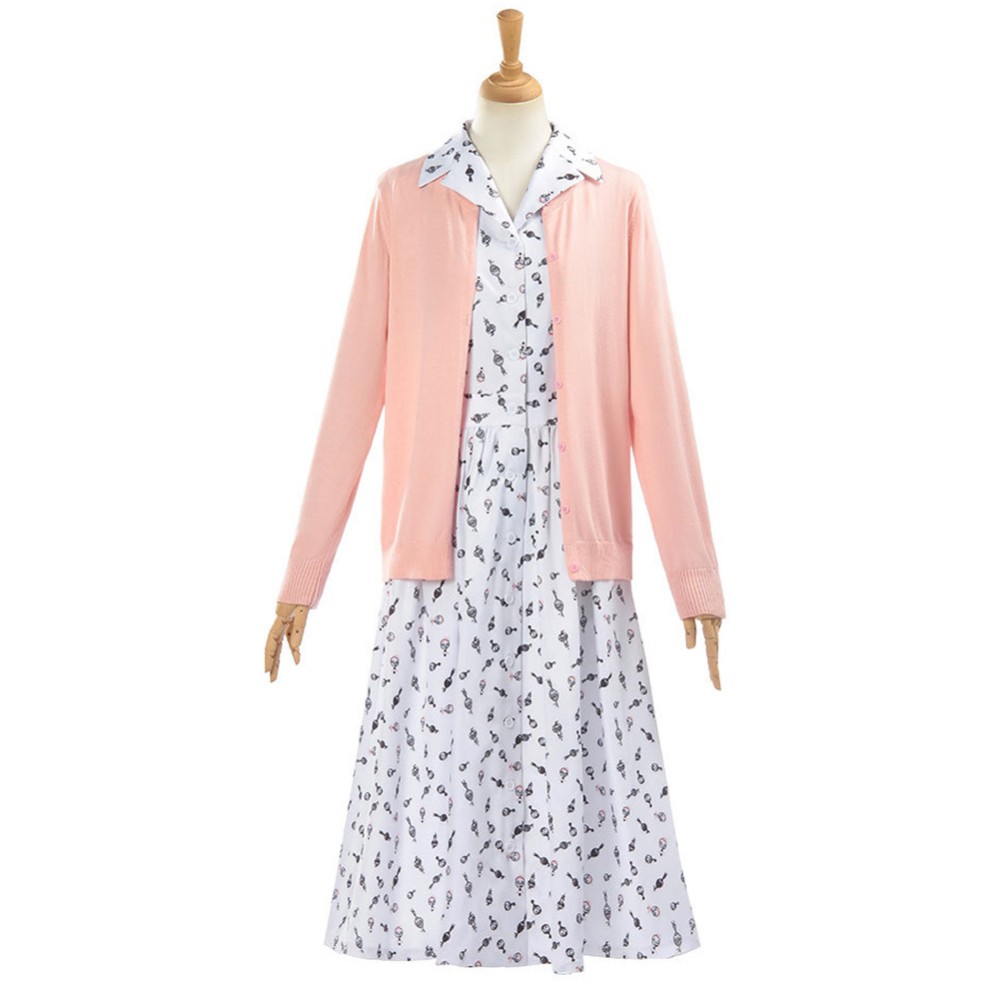 Matilda Hortensia Women White Floral Dress Cosplay Costume Halloween Carnival Outfit