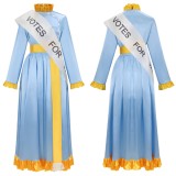 Costume de cosplay pour femmes Mary Poppins bleu, tenue de carnaval d'Halloween